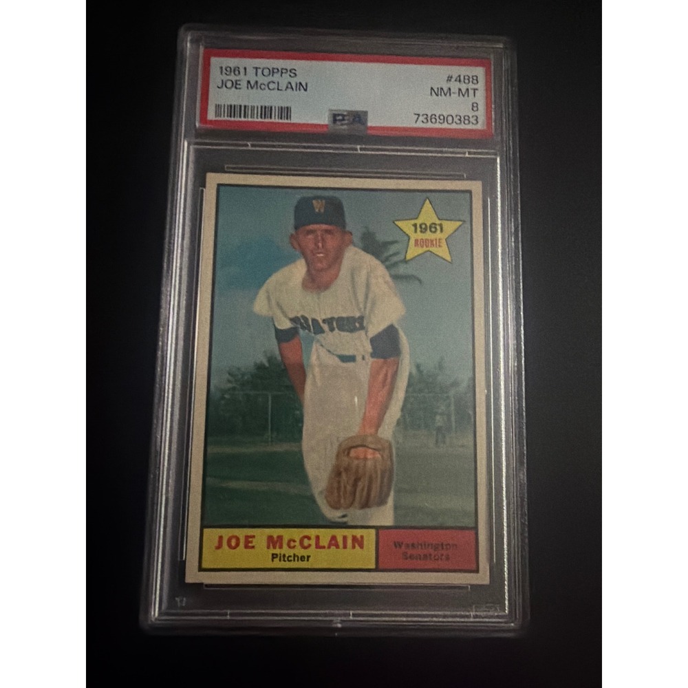 1961 Topps Joe McClain Rookie Card #488 Washington Senators PSA 8 NM-MT